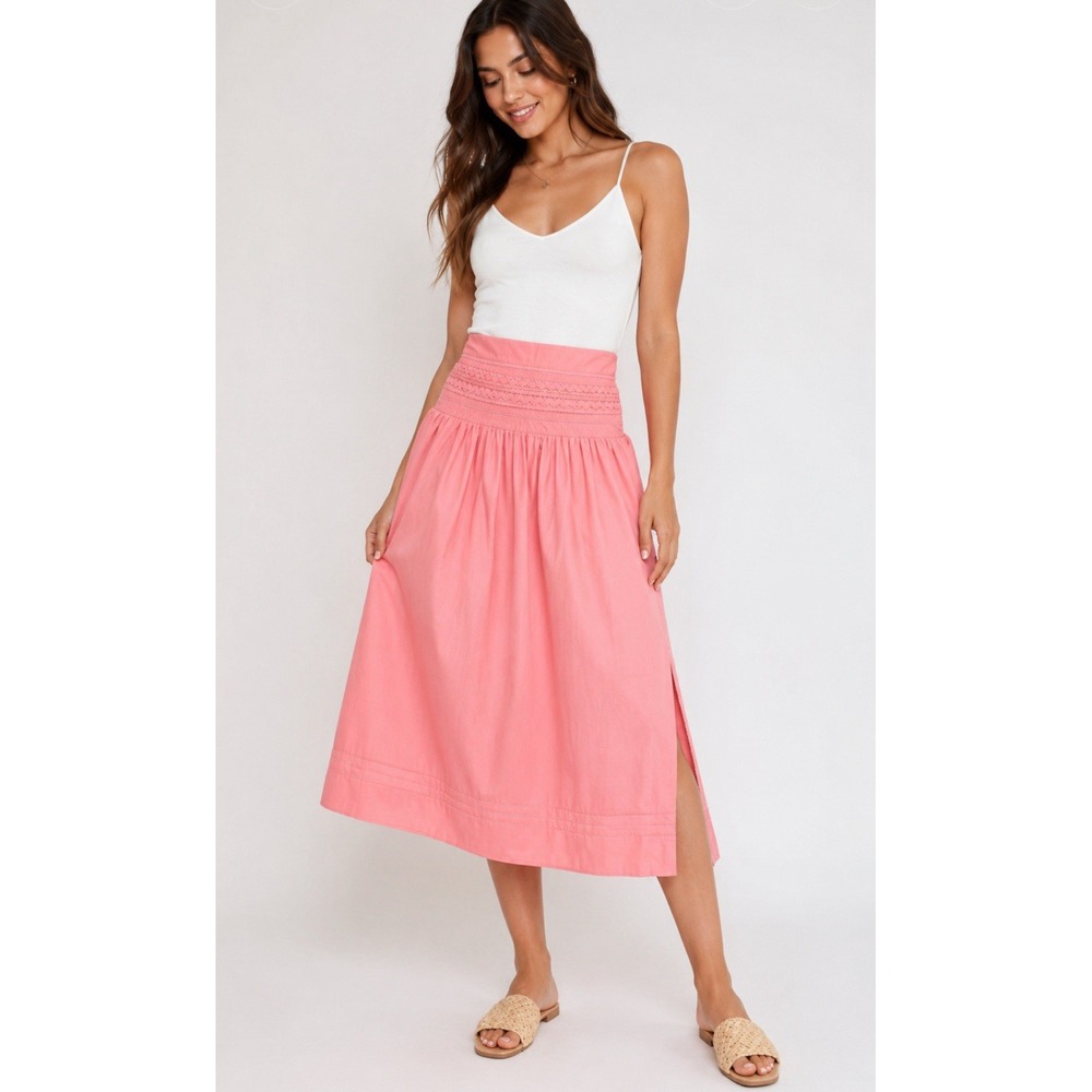 Women's Eyelet Midi Skirt -A New Day Pink Flowy Boho chic Size small